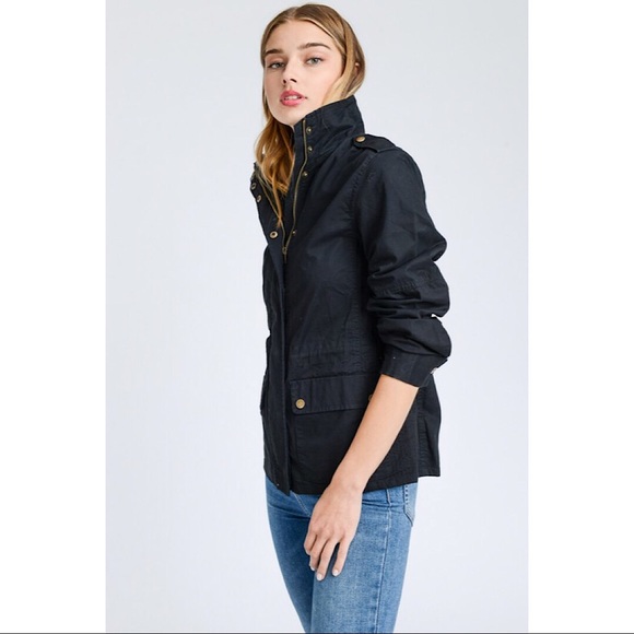 Long Sleeve Utility Anorak Zip Up Military Jacket - Picture 2 of 3